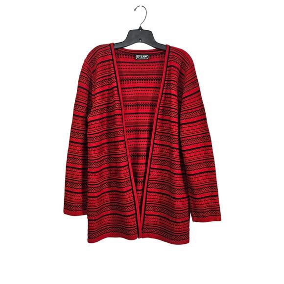 VTG 90s Dylani Knitwear Red Stripped Open Front Cardigan Size Small - Picture 1 of 10